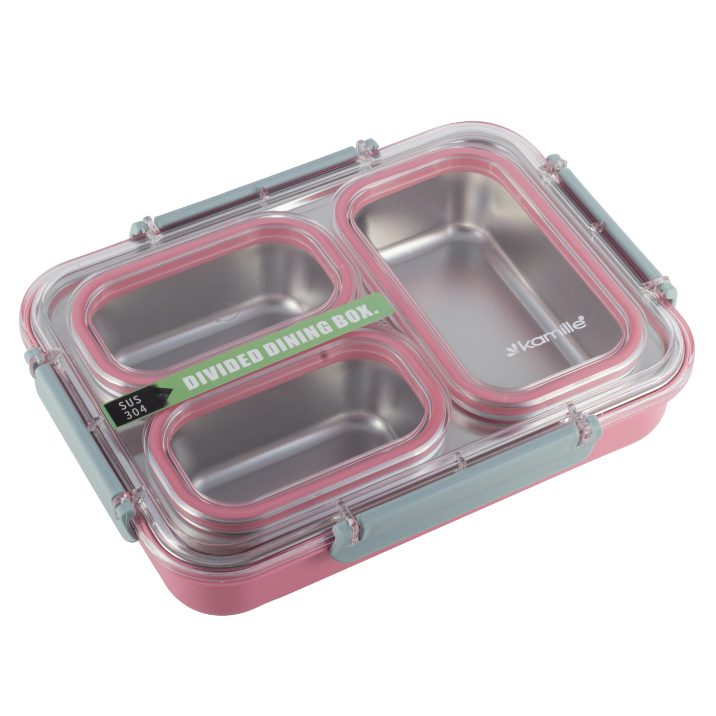 Ланч бокс Kamille KM 2146 розовый 1200 мл 3 отсека