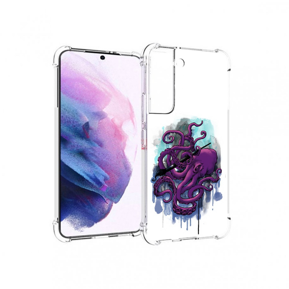 

Чехол MyPads Tocco для Samsung Galaxy S22 фиолетовый осьминог (PT194926.508.658), Прозрачный, Tocco