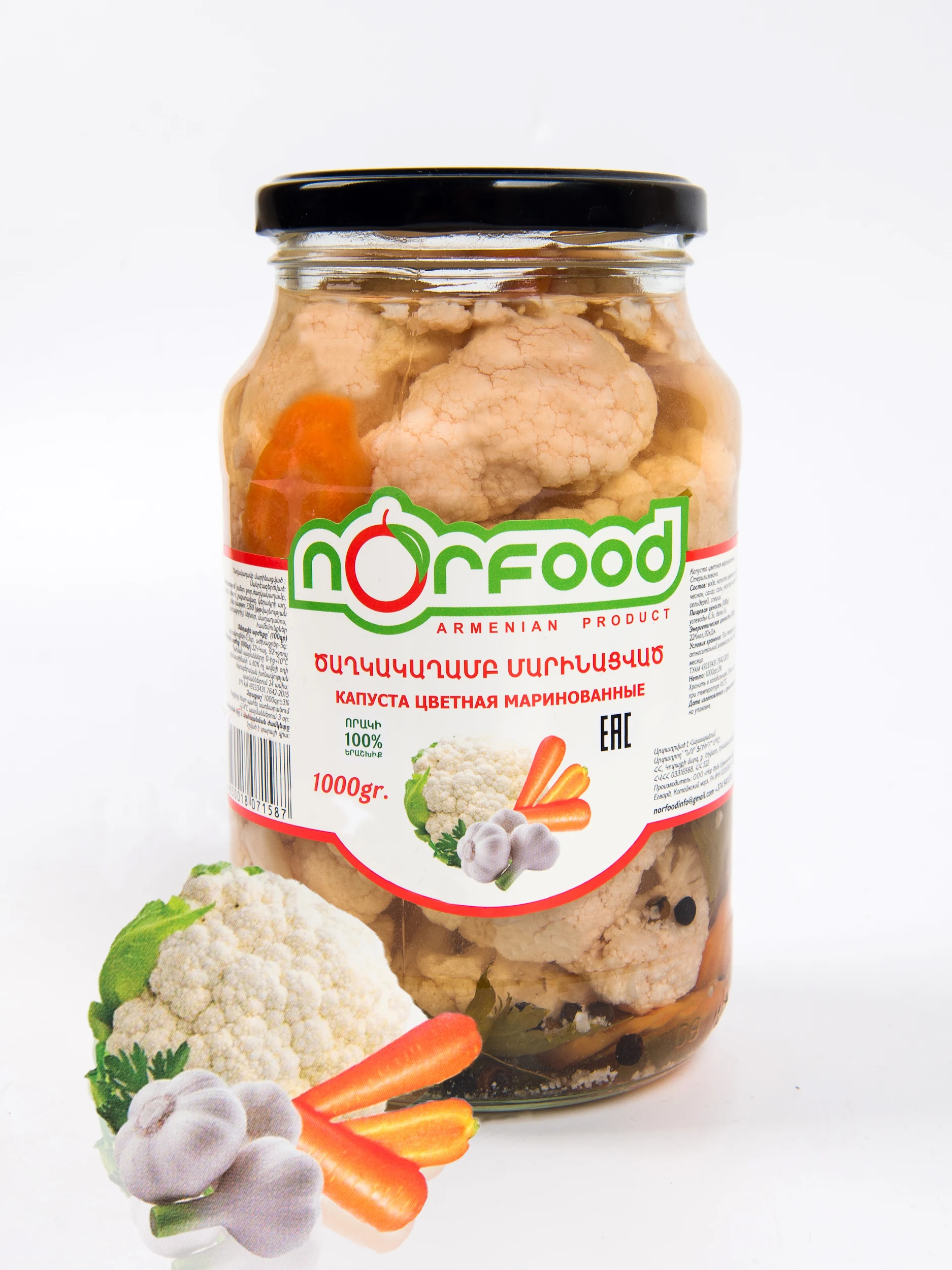 

Консервы овощные Norfood Капуста цветная маринованные, 1 л