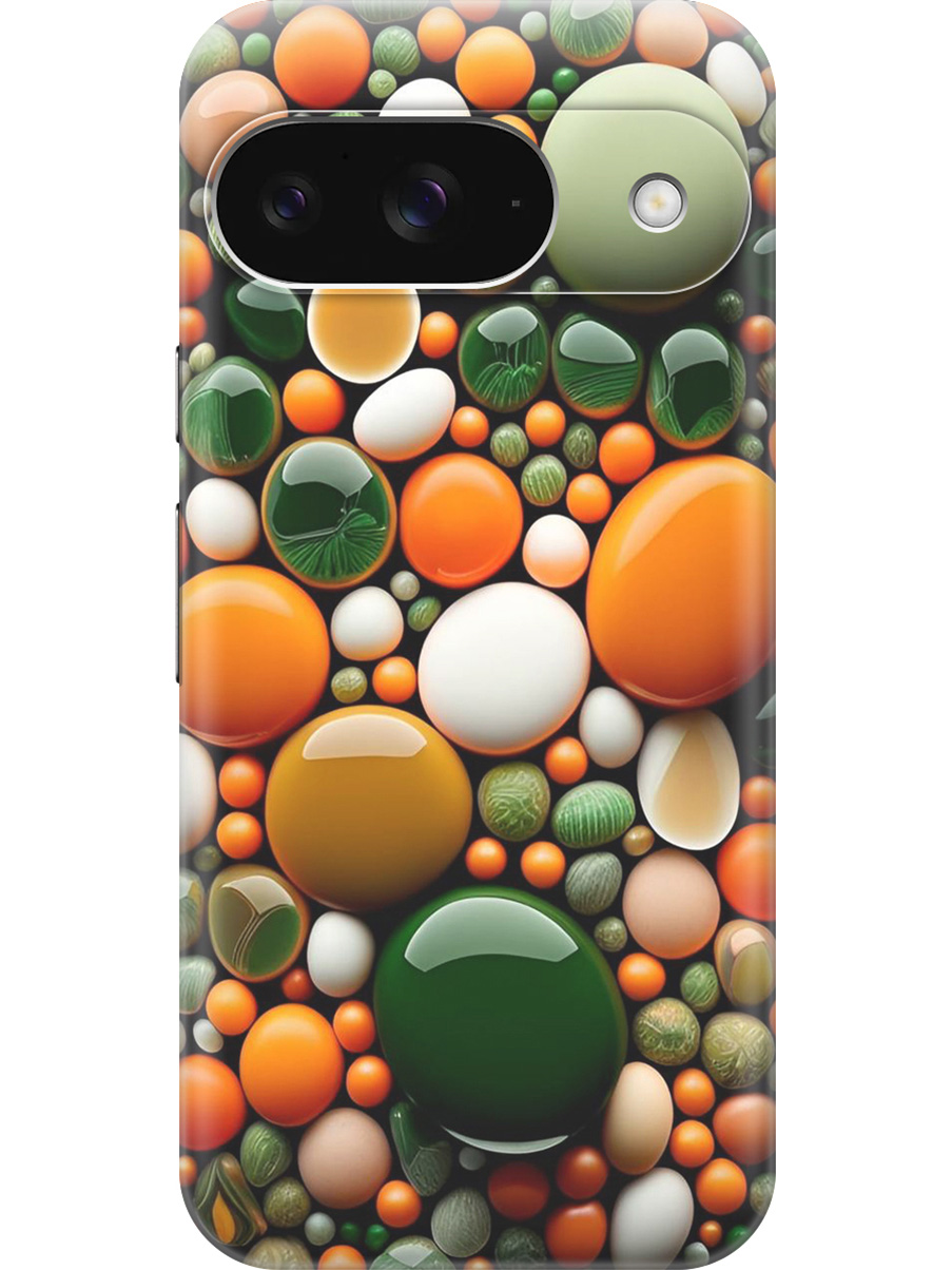 

Силиконовый чехол на Google Pixel 9 с принтом "Оранжевые и зеленые камушки", Прозрачный;оранжевый;зеленый, 784809741