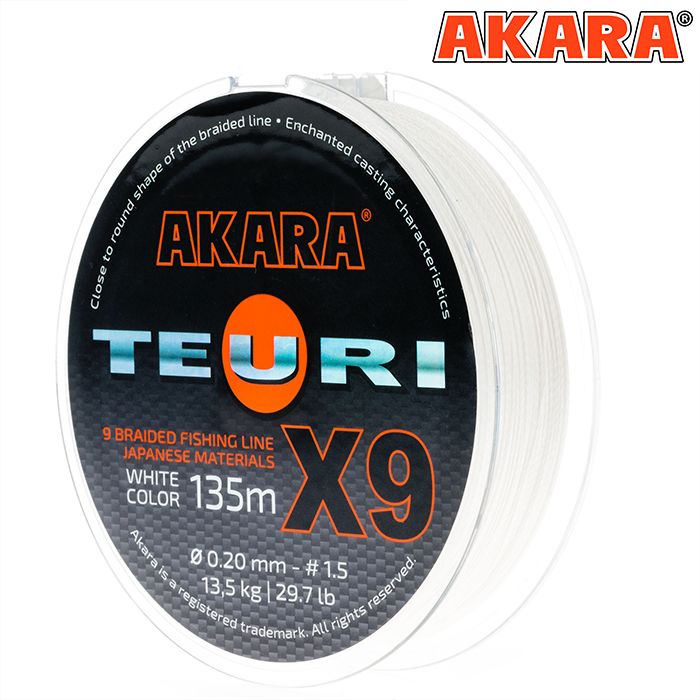 

Шнур плетеный для рыбалки Akara Teuri X-9 0,15 мм 135 метров до 10,5 кг, Teuri X-9