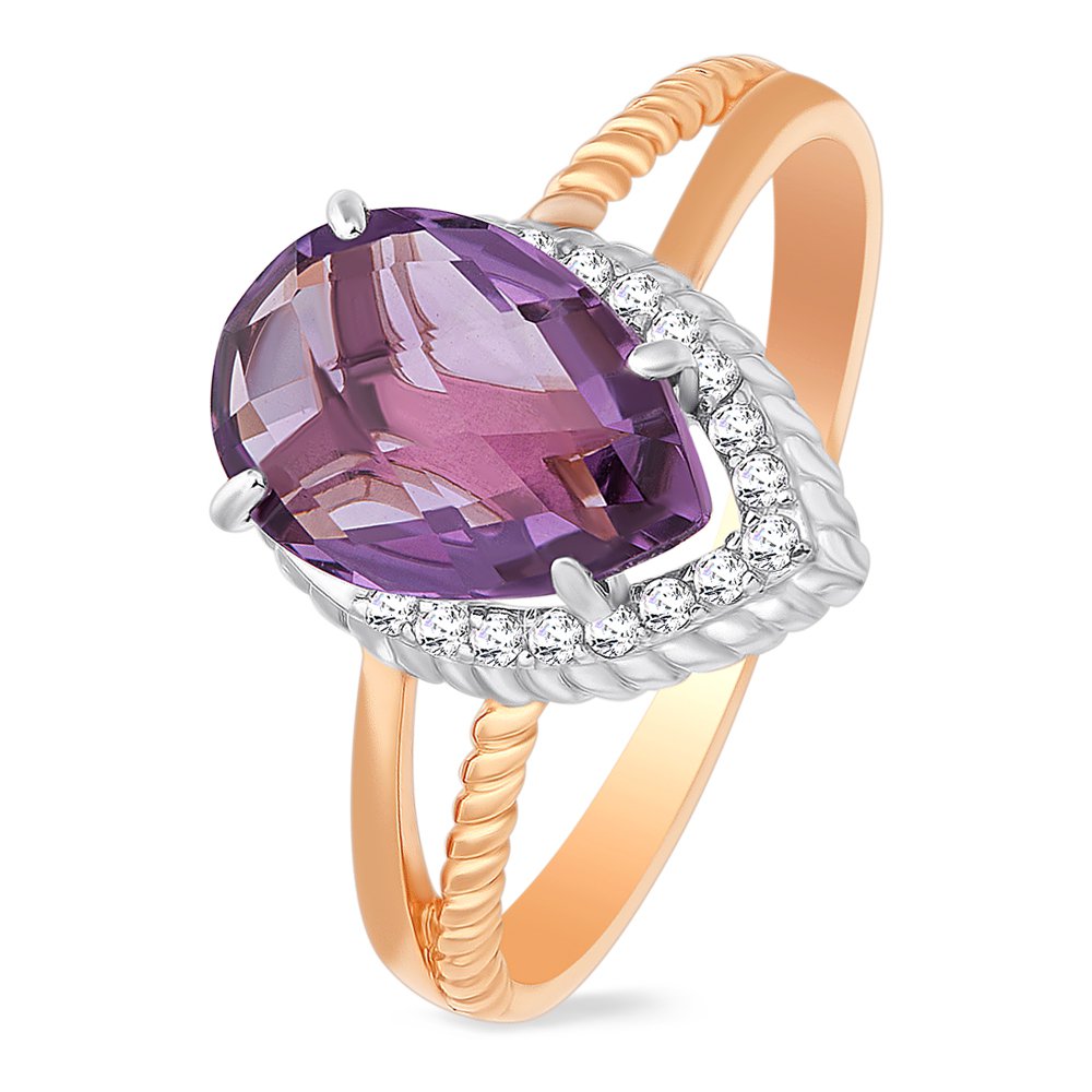 

Кольцо женское из красного золота с аметистом, фианитом 585Gold 201011662, р, 201011662