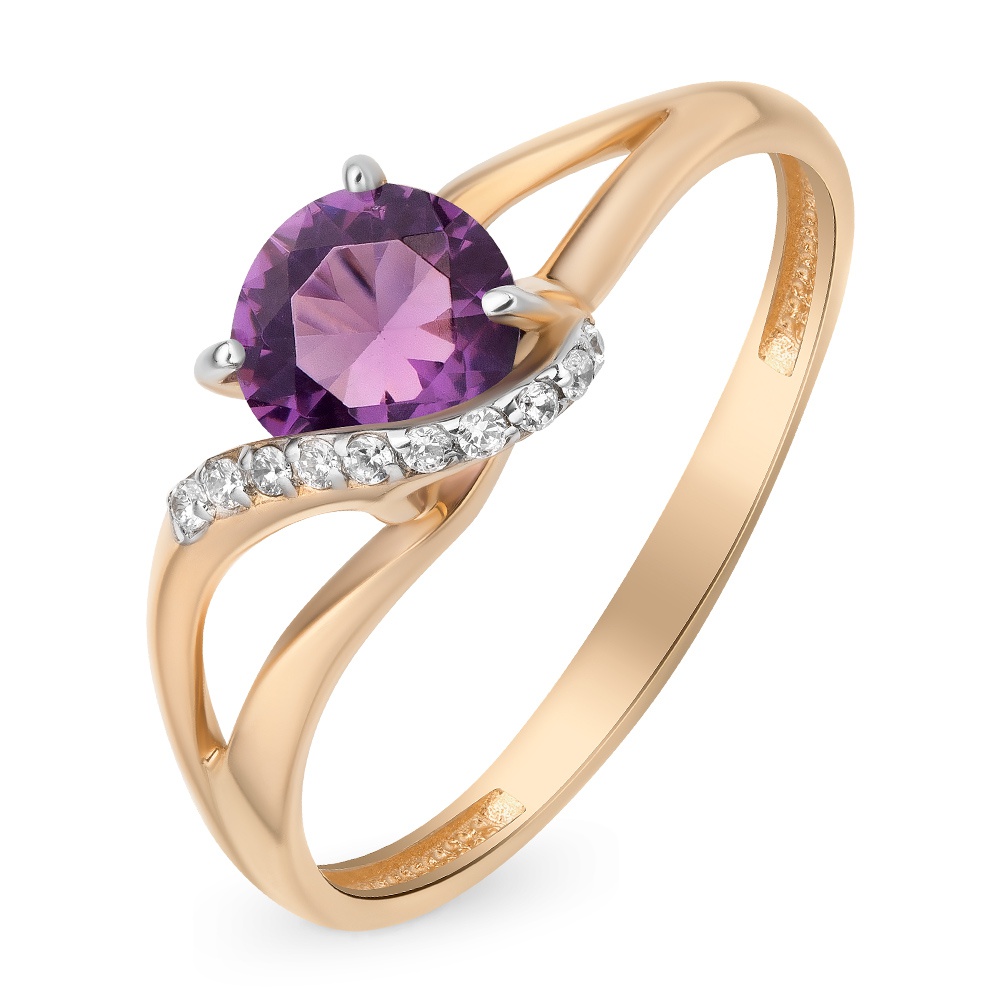 

Кольцо женское из красного золота с аметистом, фианитом 585Gold 201011862, р, 201011862