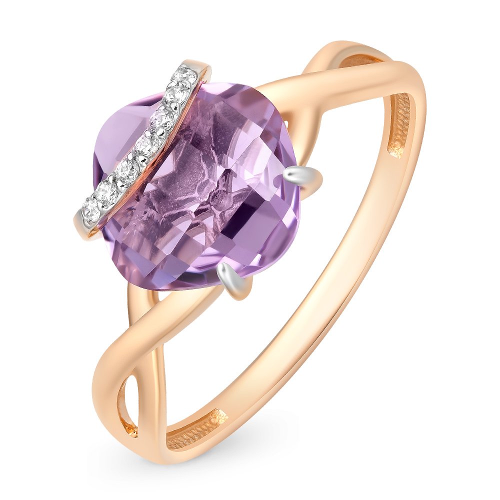 

Кольцо женское из красного золота с аметистом, фианитом 585Gold 201011779, р, 201011779