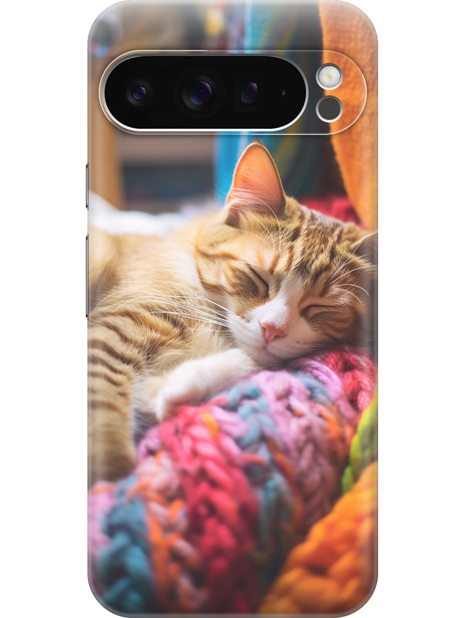 

Силиконовый чехол на Google Pixel 9 pro с принтом "Котик на пледе", Прозрачный;белый;желтый;розовый, 784810311