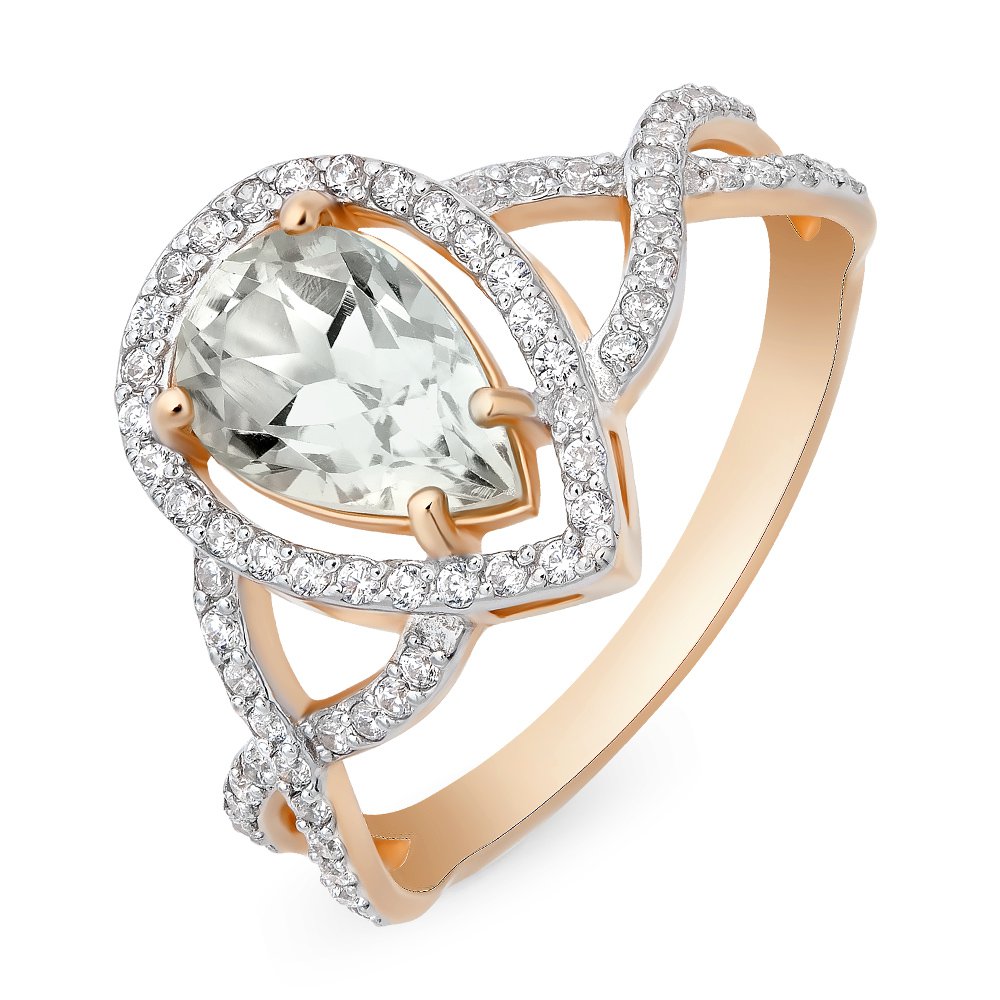 

Кольцо женское из красного золота с аметистом, фианитом 585Gold 201011338, р, 201011338