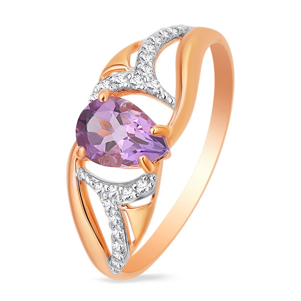 

Кольцо женское из красного золота с аметистом, фианитом 585Gold 201011325, р, 201011325