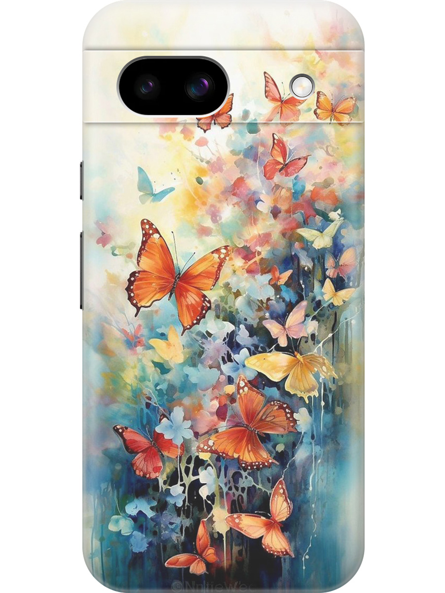 

Силиконовый чехол на Google Pixel 8a с принтом "Бабочки акварелью", Прозрачный;желтый;красный;синий, 784809191