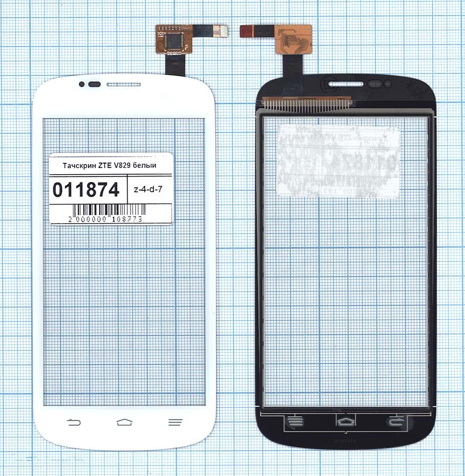 

Сенсорное стекло (тачскрин) для ZTE V829 белое, Белый, для ZTE V829