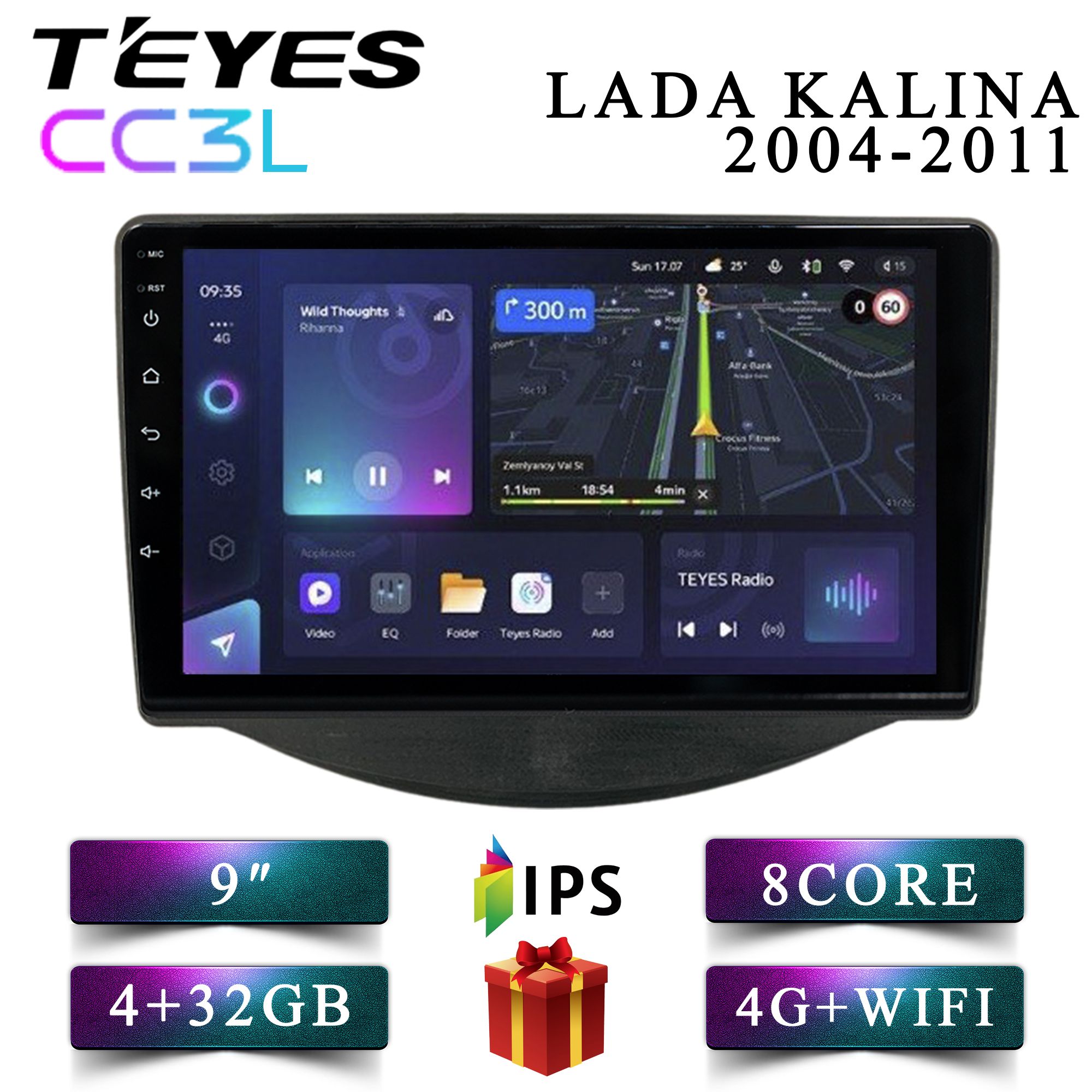 

Штатная магнитола Teyes CC3L Lada Kalina 2004-2011 Лада Калина 4+32GB 4G головное устройст, CC3LLKalina