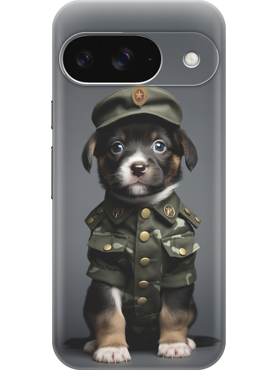 

Силиконовый чехол на Google Pixel 9 с принтом "Щенок-военный", Прозрачный;зеленый;черный, 784809711
