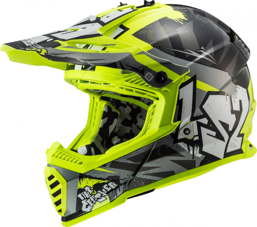 

Шлем LS2 MX437 FAST EVO MINI CRUSHER (, Black Hi-Vis Yellow, Желтый;черный