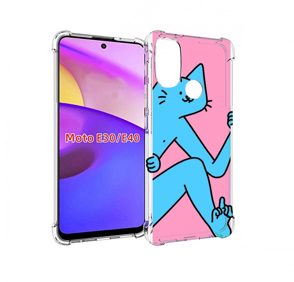 

Чехол бампер MyPads голубой кот в дверце для Motorola Moto E30., Прозрачный, Tocco