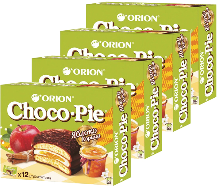 Печенье Orion Choco-Pie Apple-Cinnamon, 4 шт по 360 г