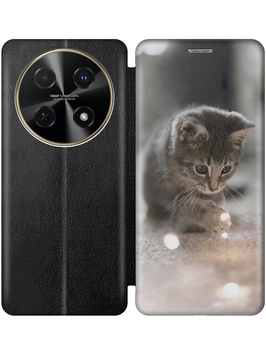 

Чехол-книжка на Huawei nova 12i с принтом "Котенок и свет" черный, Черный;белый;коричневый;серый, 782624011