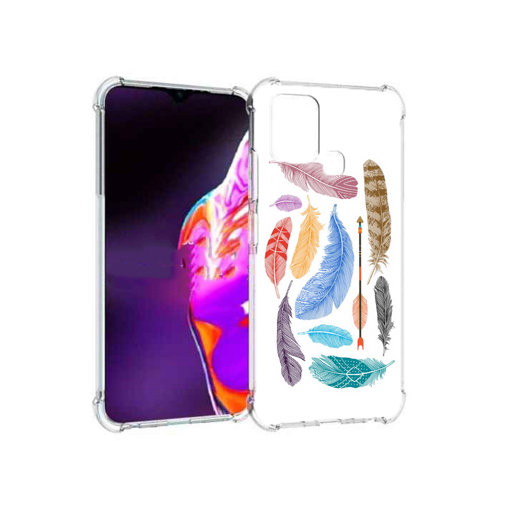 

Чехол MyPads Tocco для Infinix Hot 10s разноцветные перья, Прозрачный, Tocco