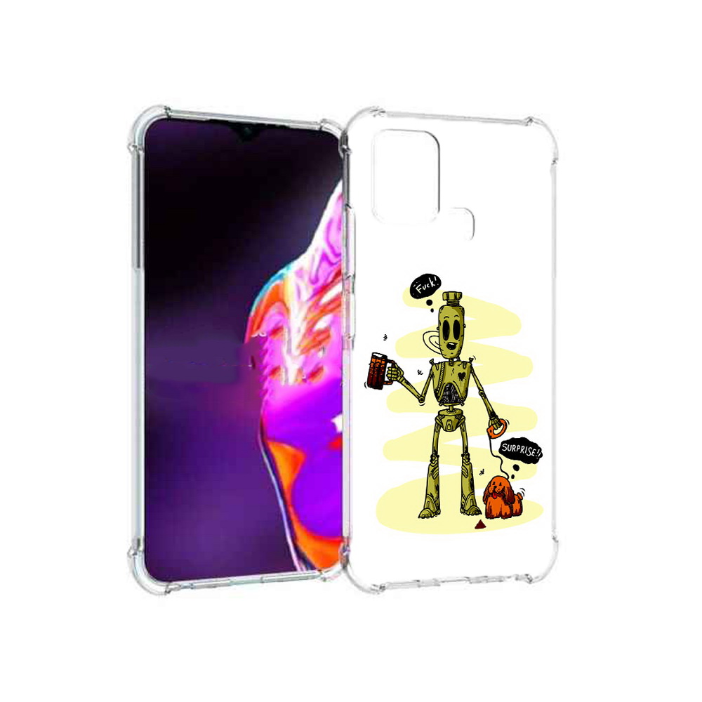 

Чехол MyPads Tocco для Infinix Hot 10s прикольный робот, Прозрачный, Tocco