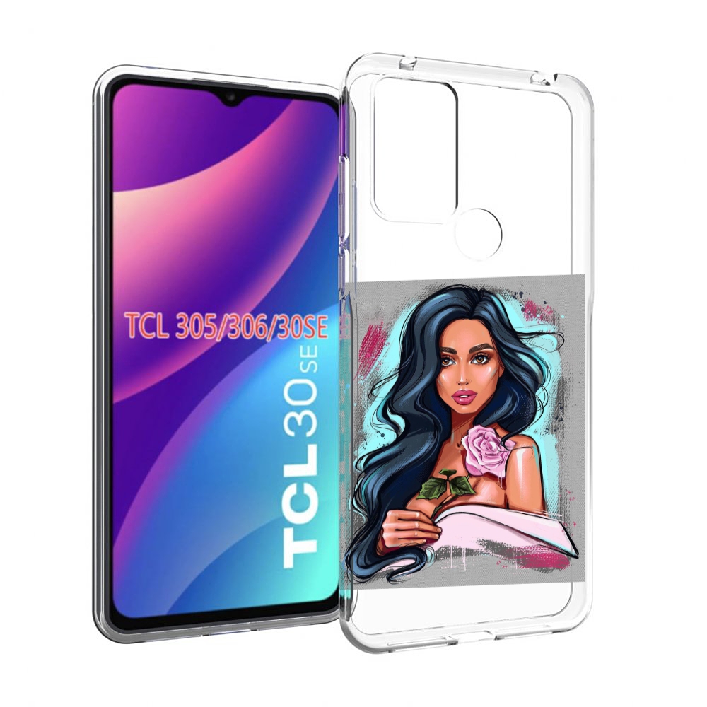 

Чехол MyPads Девушка-с-розовой-розочкой женский для TCL 30SE/305/306/30E, Tocco