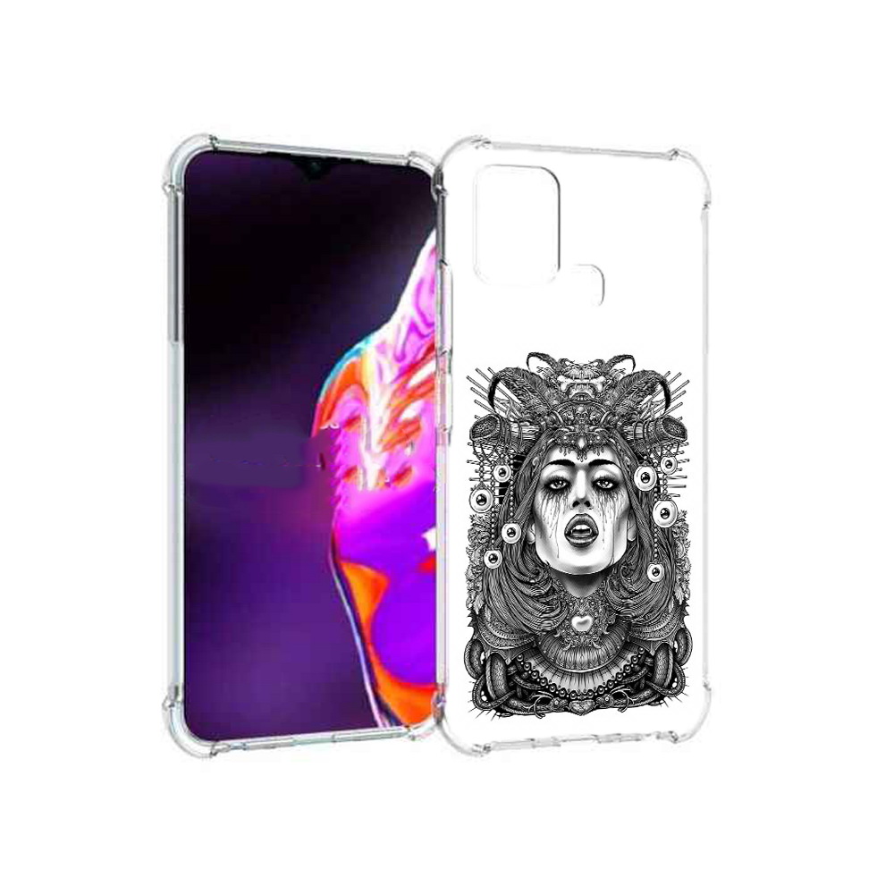 

Чехол MyPads Tocco для Infinix Hot 10s портрет девушки черно белый, Прозрачный, Tocco