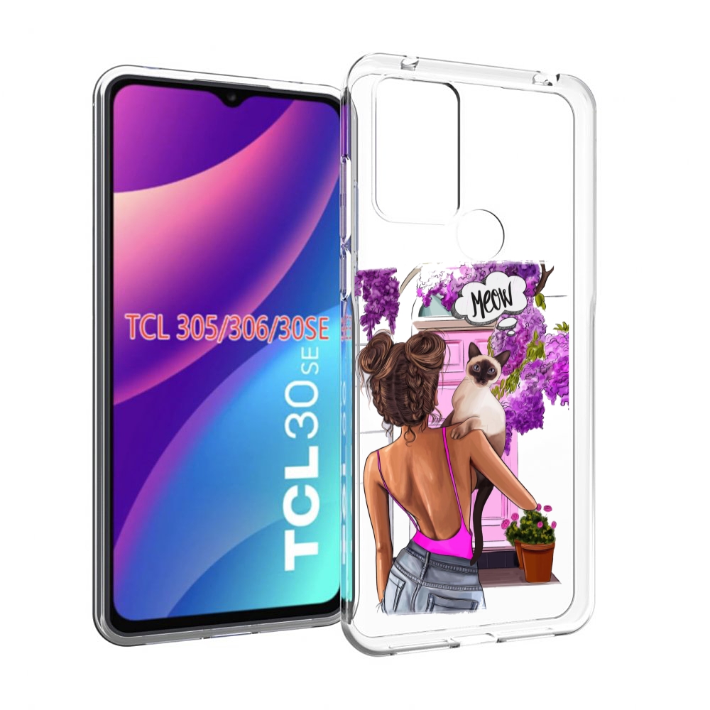 

Чехол MyPads Девушка-с-котиком женский для TCL 30SE/305/306/30E, Tocco