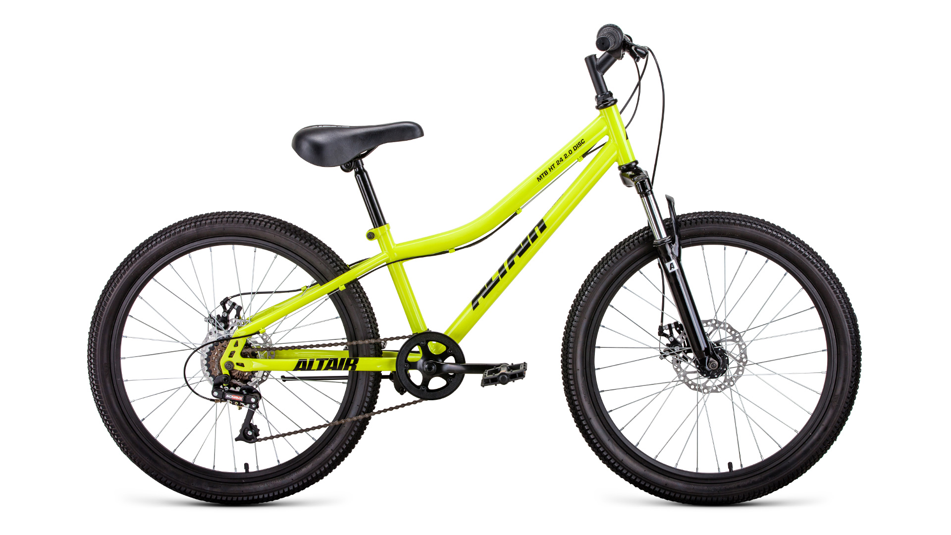 

Велосипед FORWARD ALTAIR MTB HT 24 2.0 D, колесо 24'', рост 12'', сезон 2021-2022, ярко-зе