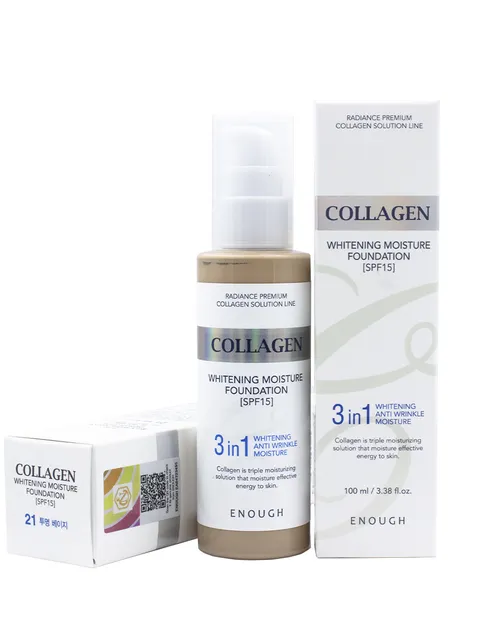 Тональный крем с коллагеном 3 в 1 для сияния кожи Enough Collagen Whitening Moisture Fo... тональный крем для увлажнения и естественного сияния кожи perfect tone l015 02 02 30 мл