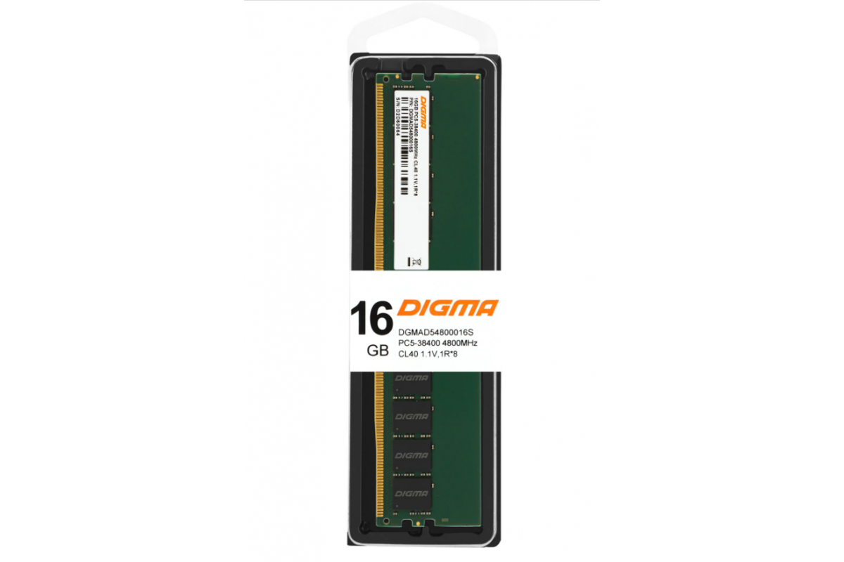 Оперативная память DIGMA 16Gb DDR5 DGMAD54800016S (DGMAD54800016S), DDR5 1x16Gb, 4800MHz