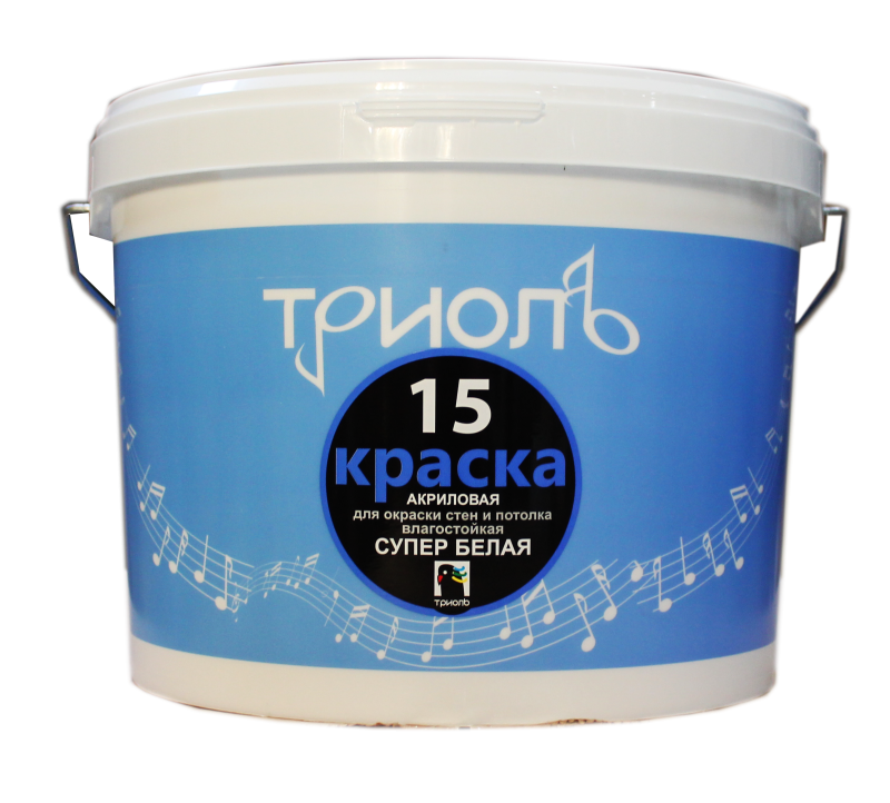 

Краска ВД влагостойкая акриловая Триоль-15 белая матовая 14кг *1/44