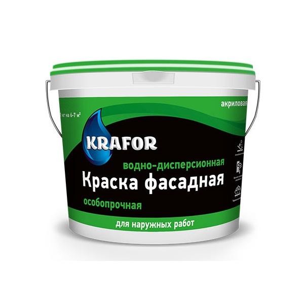 

Краска в/д фасадная особопрочная KRAFOR 6,5 кг, Белый