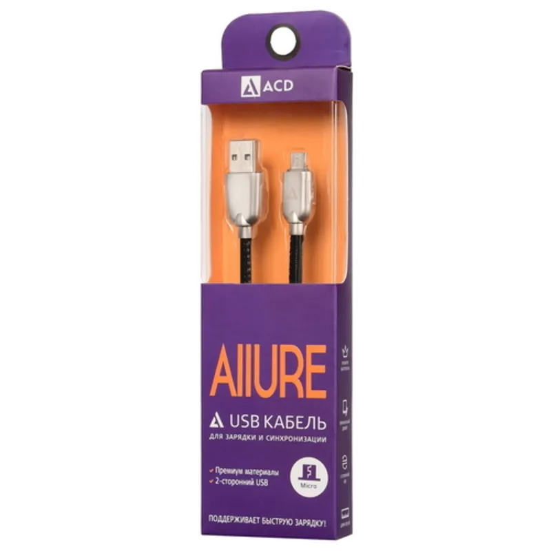 Кабель USB ACD-Allure MicroUSB USB-A кожа, 1 м, черный, ACD-U926-M1B