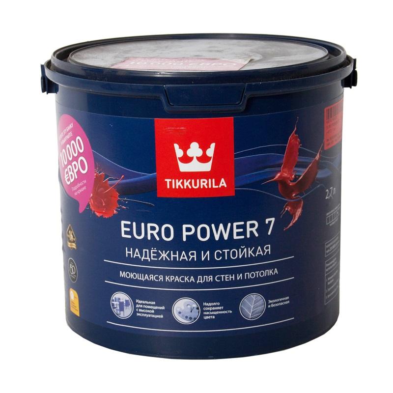 Euro 7 tikkurila для потолка. Краска Tikkurila Euro Power-7. Tikkurila Euro Power 7 2,7 л. Tikkurila Euro Power 7 k436. Краска для стен и потолков Tikkurila Euro Power 7.