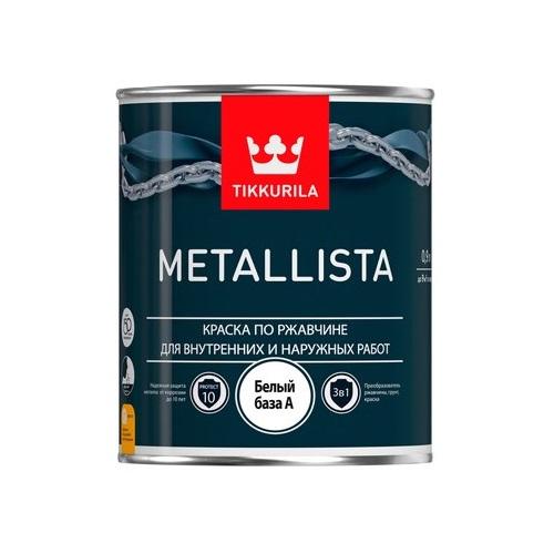 фото Краска metallista по ржавчине 3в1 белый база а 0,9 л tikkurila