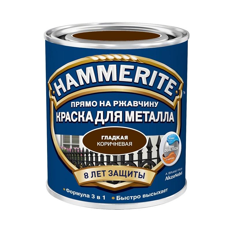 Краска HAMMERITE для металла гладкая 2,2 л коричневый