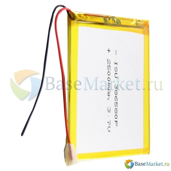 

Аккумуляторная батарея универсальная 386580p (3.8*65*80 mm) 3,7v Li-Pol 2500 mAh