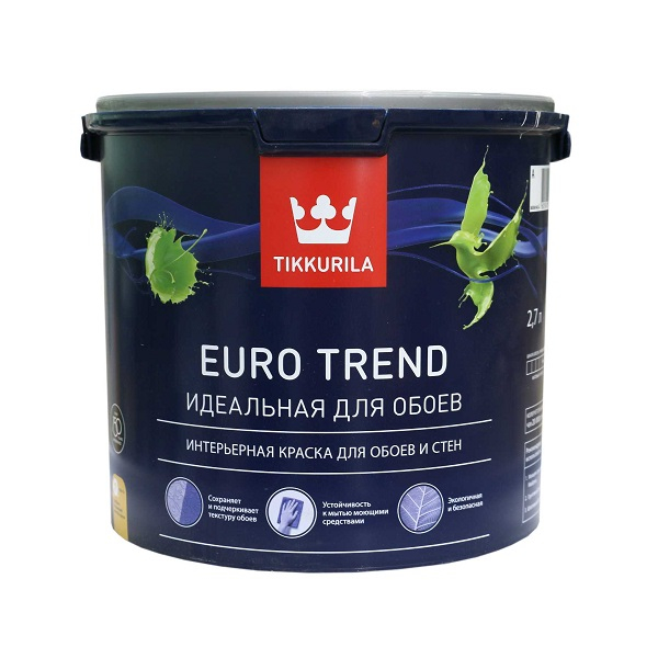 

Краска EURO TREND для обоев и стен Тиккурила 2,7 л, Белый