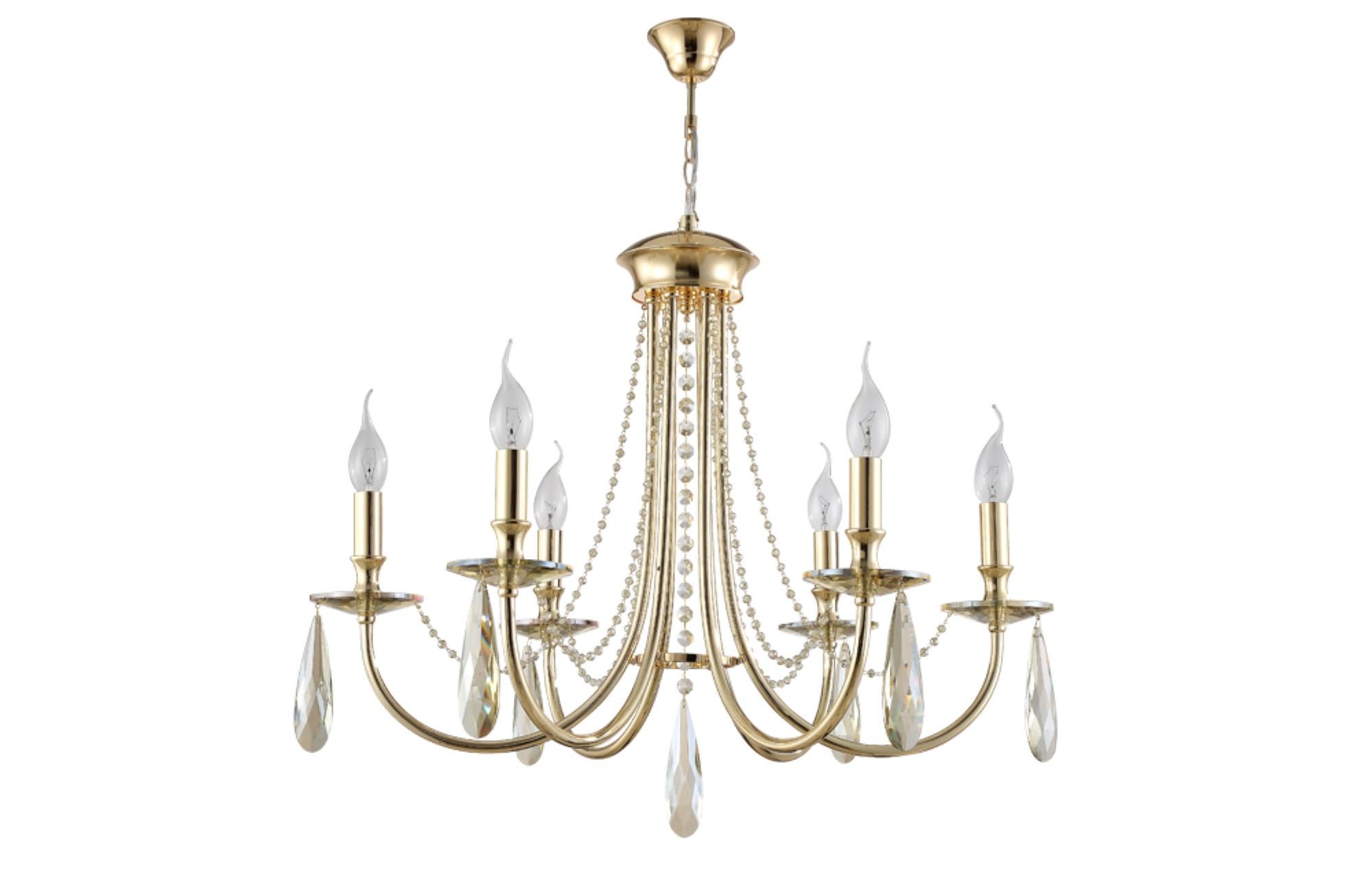 фото Светильник потолочный crystal lux victoria, victoria sp6 gold/amber, 360w, e14