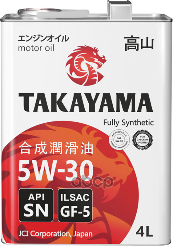 

TAKAYAMA Масло Takayama 5/30 Ilsac Gf-5. Api Sn Синтетическое 4 Л