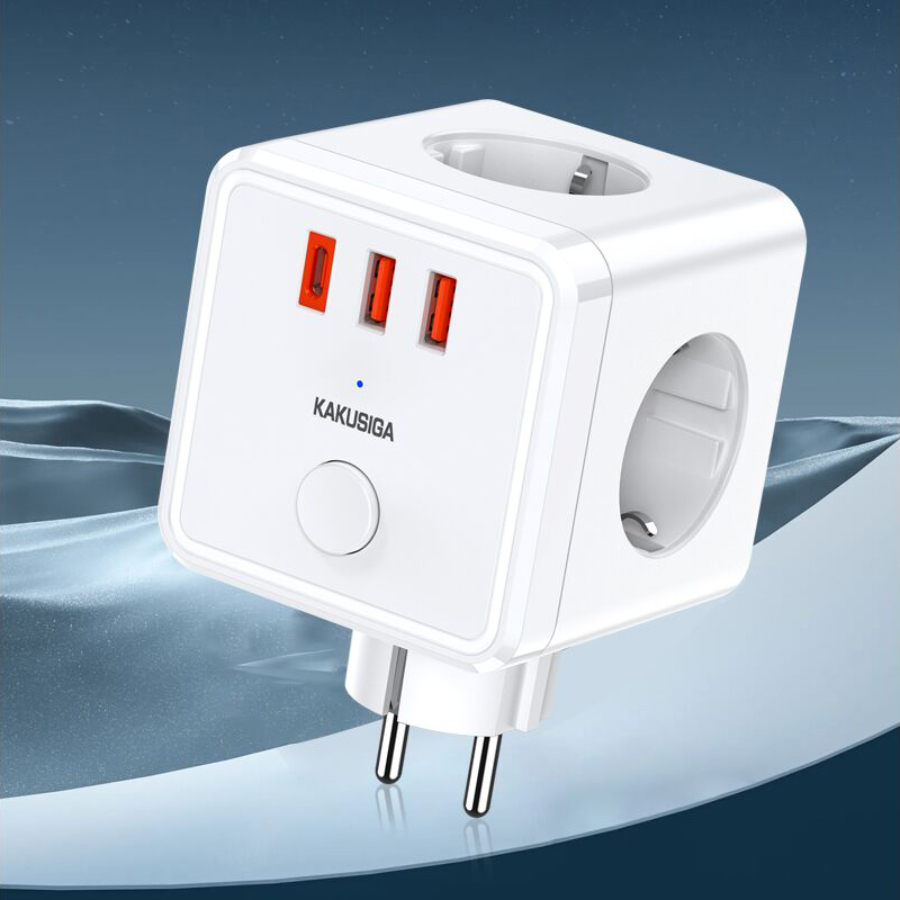 

Сетевой фильтр Kakusiga KSC-1245 3 розетки EU 2500W / 2USB 15W / Type-C PD20W, цвет Белый