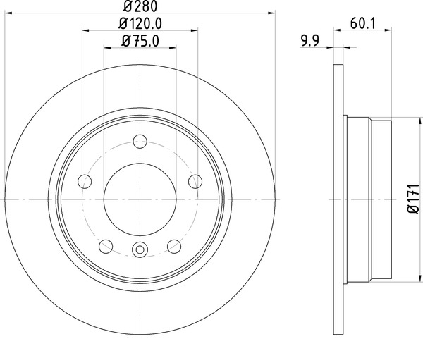 

Диск тормозной задний для BMW 3 (E36) (90-)/3 (E46) (98-) d=280 TRIALLI DF270058