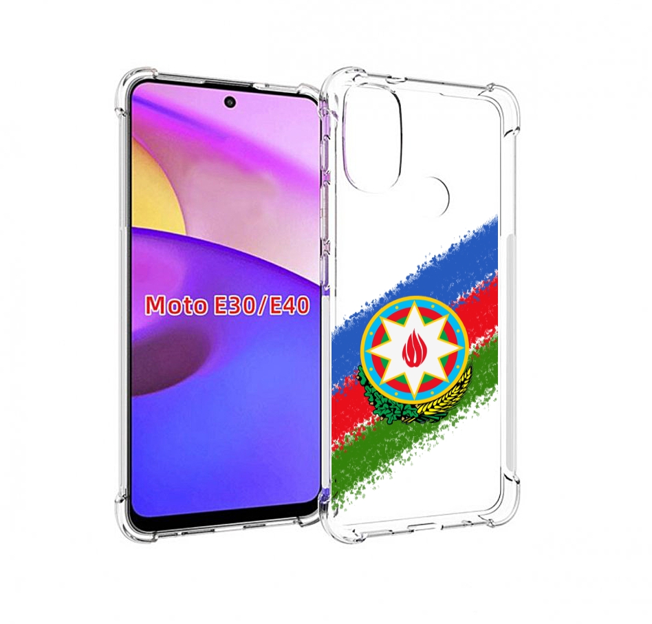 

Чехол бампер MyPads герб флаг Азербайджана для Motorola Moto E30, Прозрачный, Tocco