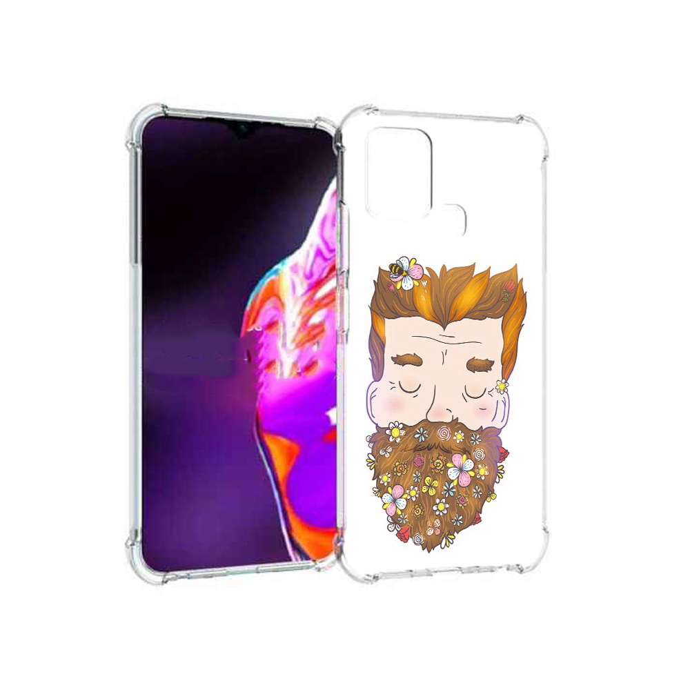 

Чехол MyPads Tocco для Infinix Hot 10s мужчина с цветами в бороде, Прозрачный, Tocco