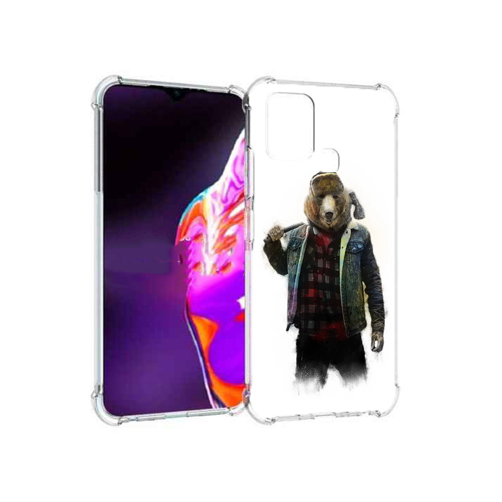 

Чехол MyPads Tocco для Infinix Hot 10s медведь с топором, Прозрачный, Tocco