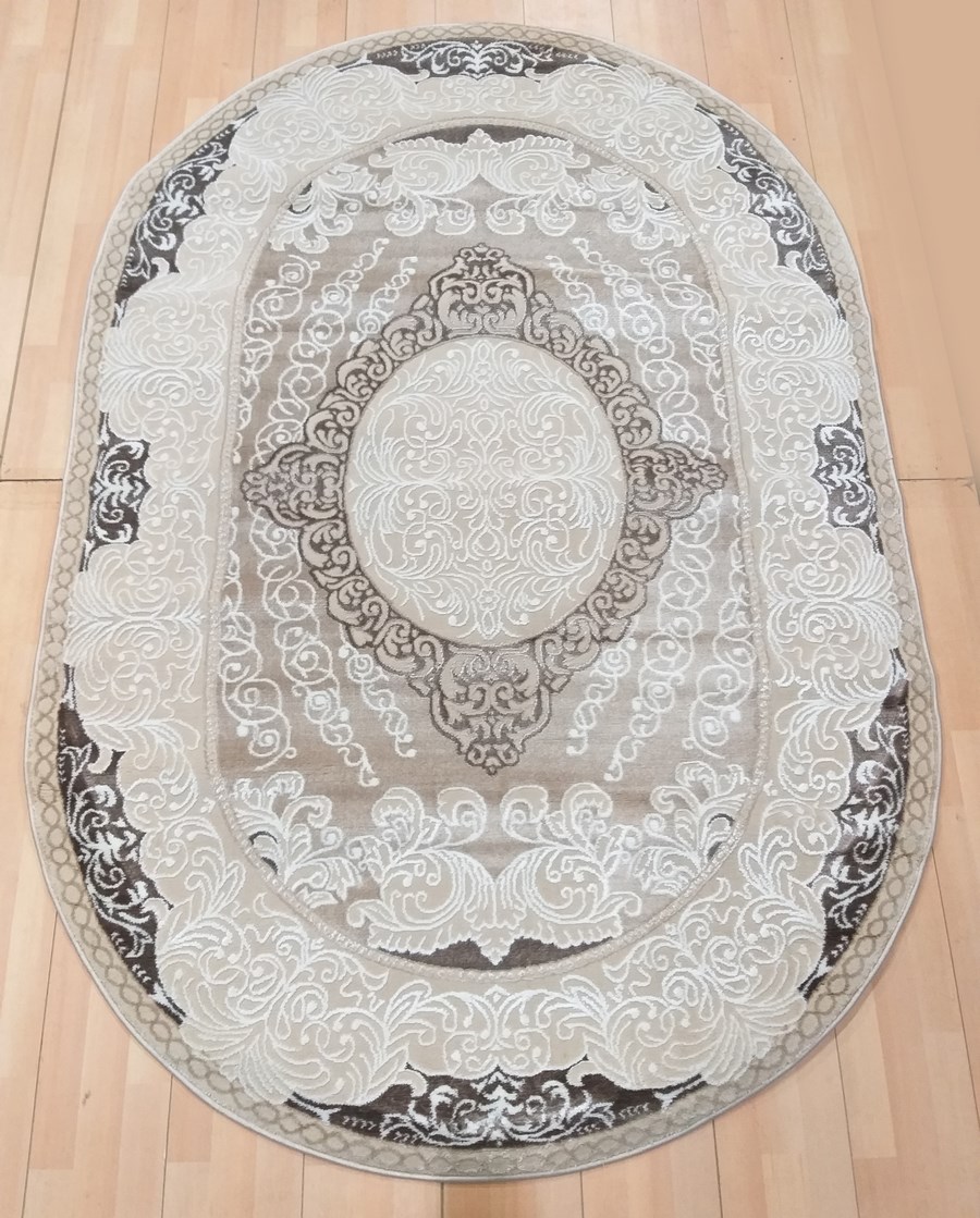 фото Ковер nova 4118a овал т.бежевый/коричневый 80x150 sofia rugs