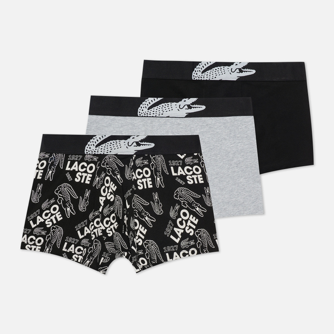 

Комплект трусов мужских Lacoste Underwear 3-Pack Crocodile Print Trunk черных S, 3-Pack Crocodile Print Trunk