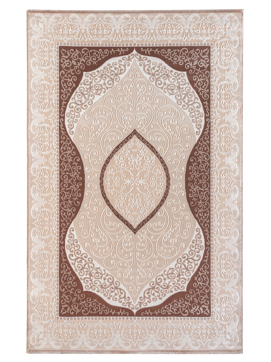 фото Ковер rixos 4088a прямой белый/коричневый 80x300 sofia rugs
