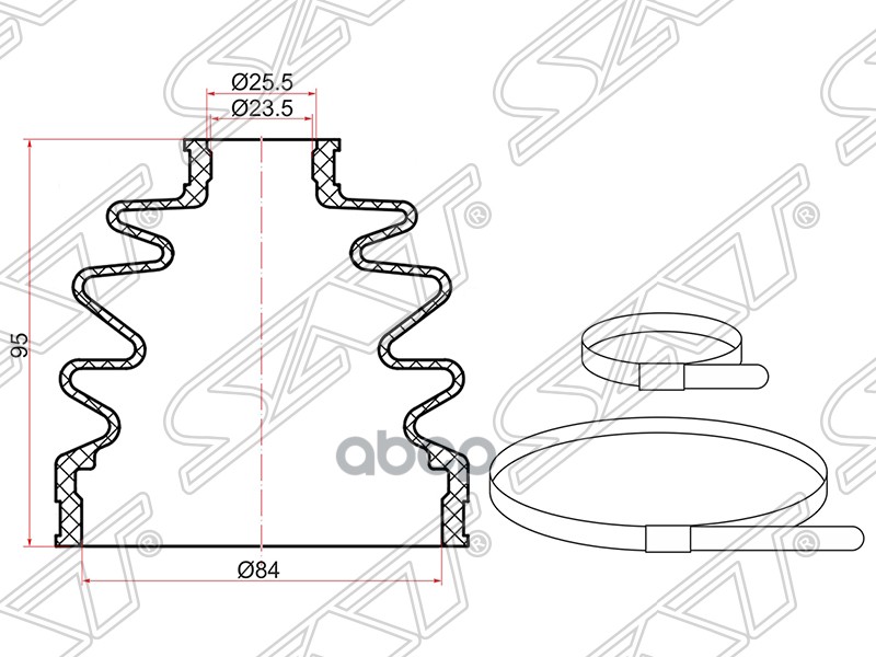 Пыльник Шруса Наружный Volvo S60/S80 98-06/V70 00-07/Vag A4 94-00/A6 97-05 (2 Хомута.Резин