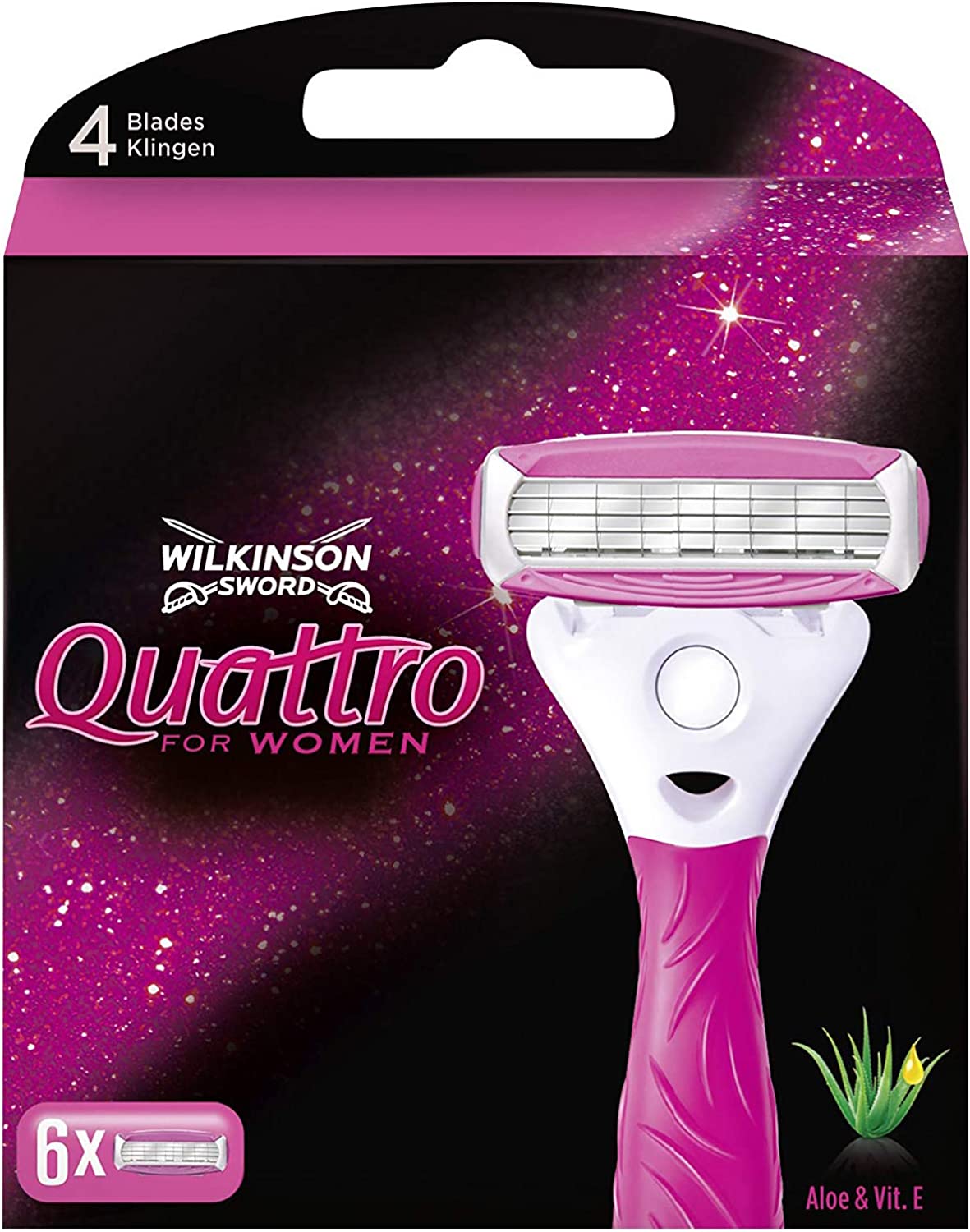 Кассеты для бритвы Quattro Wilkinson Sword Quattro for Women Sensitive  6 шт 12 пк 3 blade мужчины бритья кассеты бритья заменяемые лезвия бритвы