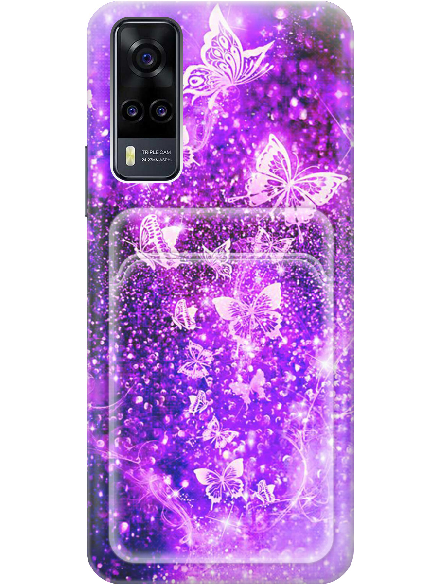

Силиконовый чехол на Vivo Y31 / Y53s 4G / Y51 2020 с рисунком "Фиолетовые бабочки", Фиолетовый;черный, 20012062