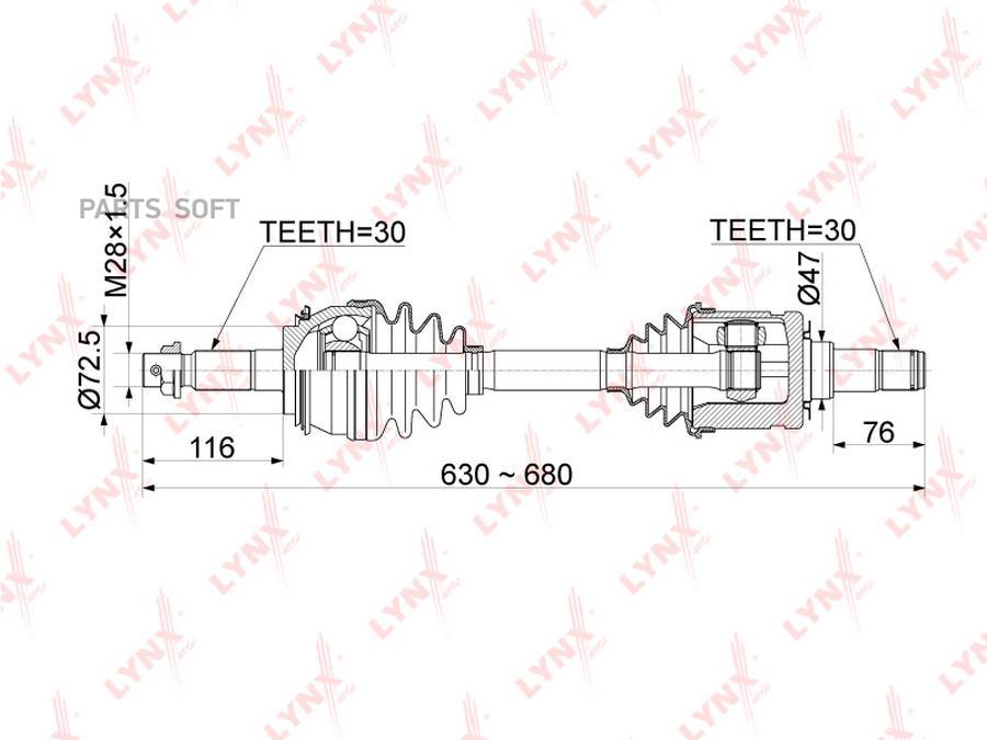 

LYNXAUTO 'CD1156 Привод в сборе перед. 1шт