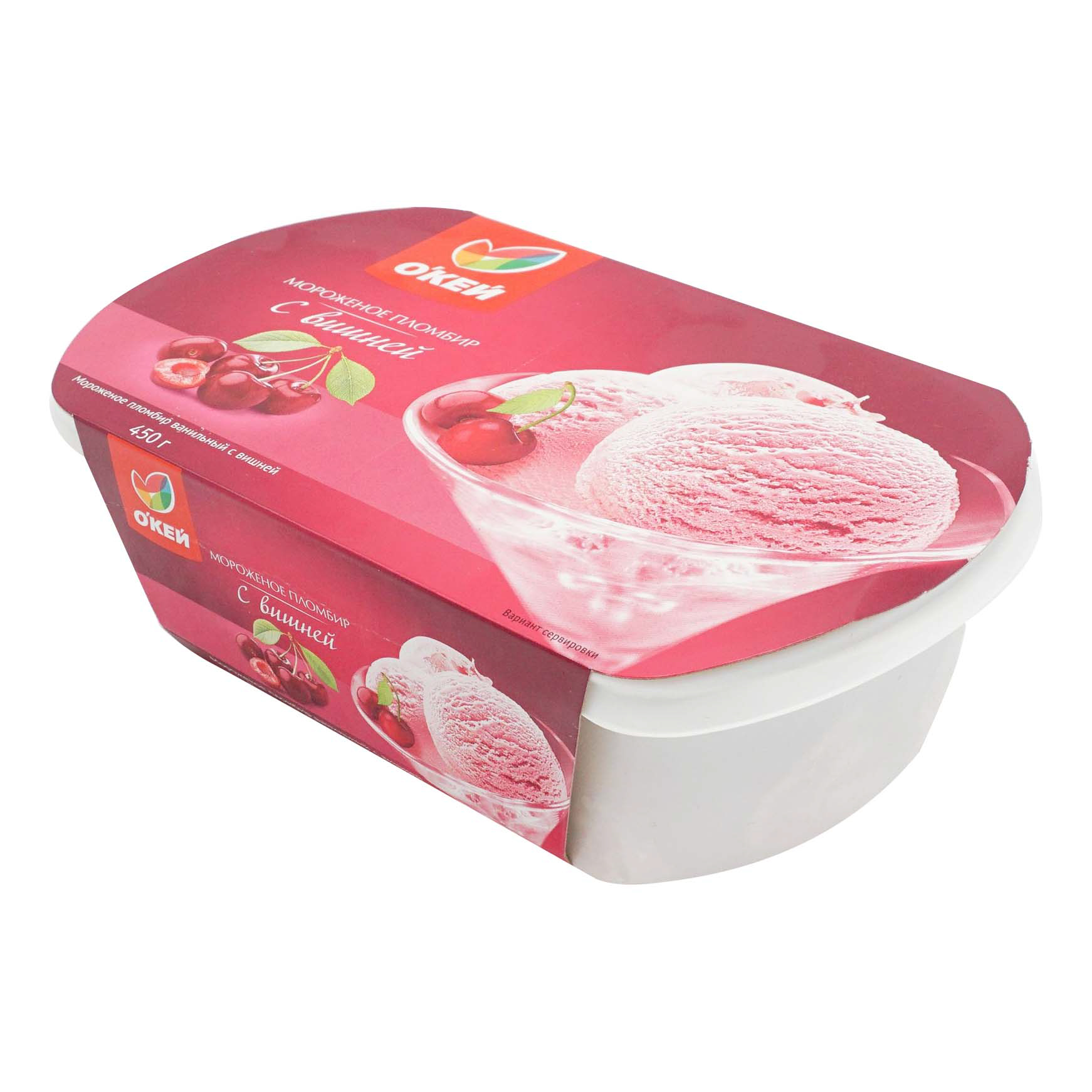 Мороженое пломбир О'кей ванильный с вишней БЗМЖ 450 г